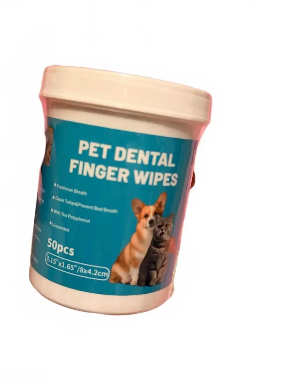 Pet Dental Finger Wipes for Dogs and Cats - 50 Count
